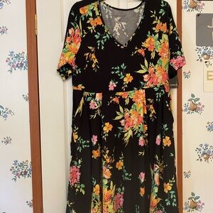 Torrid Black Floral Midi Dress